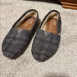 TOMS women’s Charcoal Plaid Slip-On Loafers